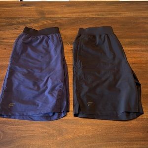 (2) Fabletics Franchise Short 7”, Black & Blue, Size L